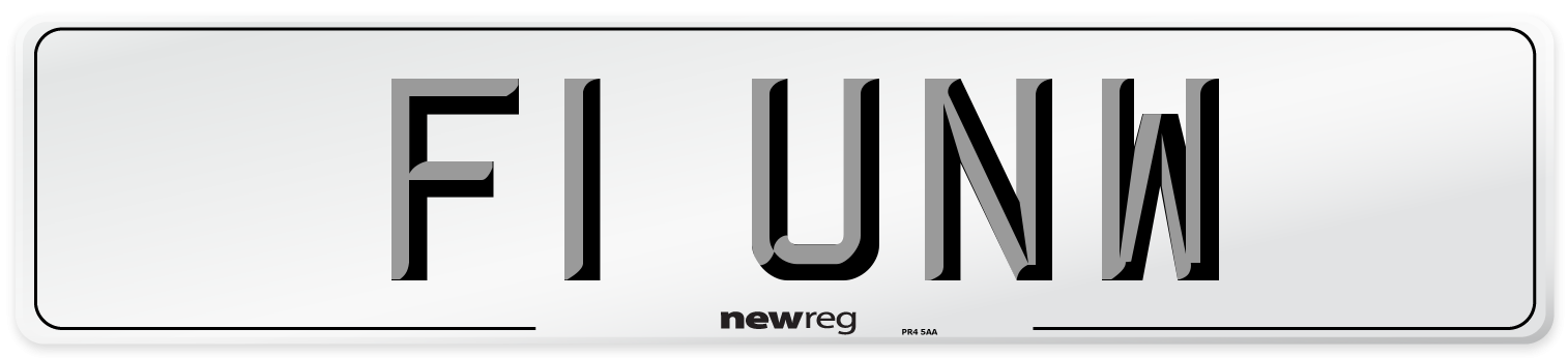 F1 UNW Number Plate from New Reg